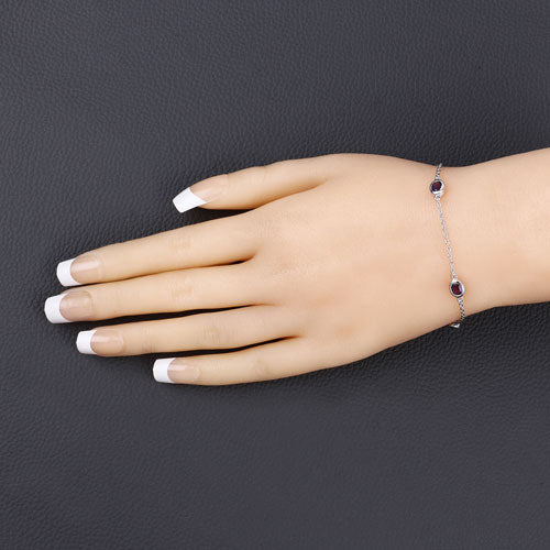 1.70 Carat Genuine Amethyst .925 Sterling Silver Bracelet - Image 5