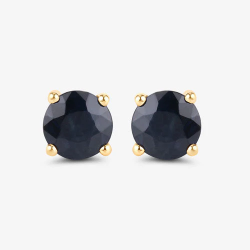 1.70 Carat Genuine Blue Sapphire 10K Yellow Gold Earrings - Image 10