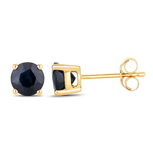1.70 Carat Genuine Blue Sapphire 10K Yellow Gold Earrings - Image 2