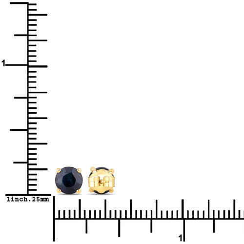 1.70 Carat Genuine Blue Sapphire 10K Yellow Gold Earrings - Image 3