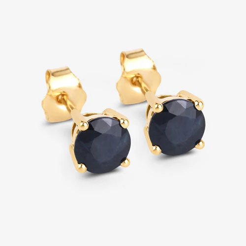 1.70 Carat Genuine Blue Sapphire 10K Yellow Gold Earrings - Image 6