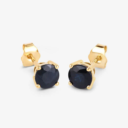 1.70 Carat Genuine Blue Sapphire 10K Yellow Gold Earrings - Image 7