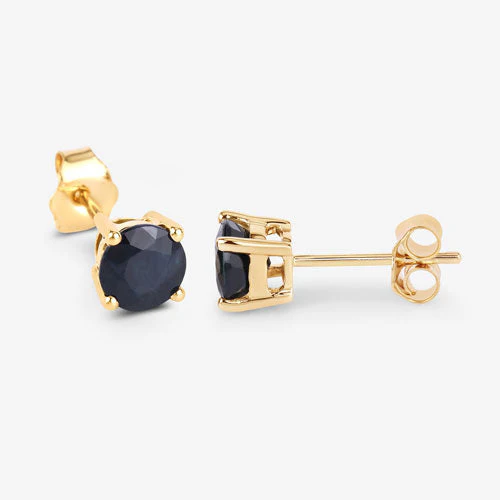 1.70 Carat Genuine Blue Sapphire 10K Yellow Gold Earrings - Image 8