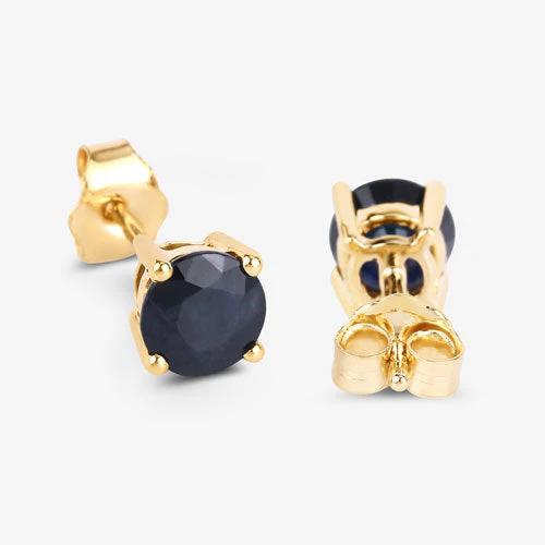 1.70 Carat Genuine Blue Sapphire 10K Yellow Gold Earrings - Image 9