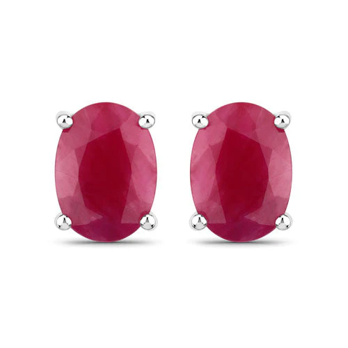 1.70 Carat Genuine Ruby 10K White Gold Earrings
