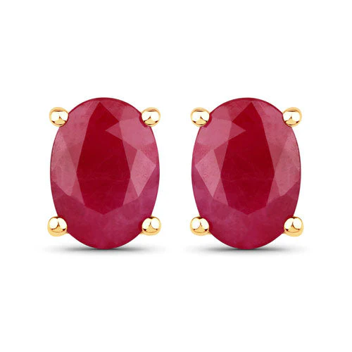 1.70 Carat Genuine Ruby 10K Yellow Gold Earrings