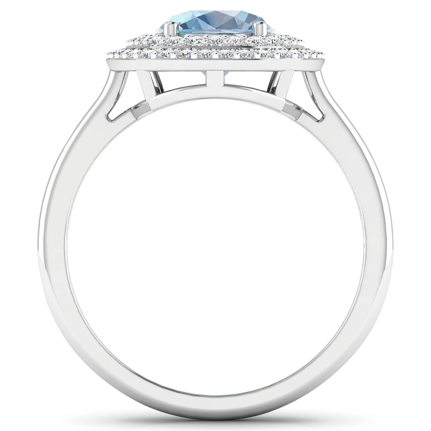 1.72 Carat Genuine Aquamarine and White Diamond 14K White Gold Ring - Image 2