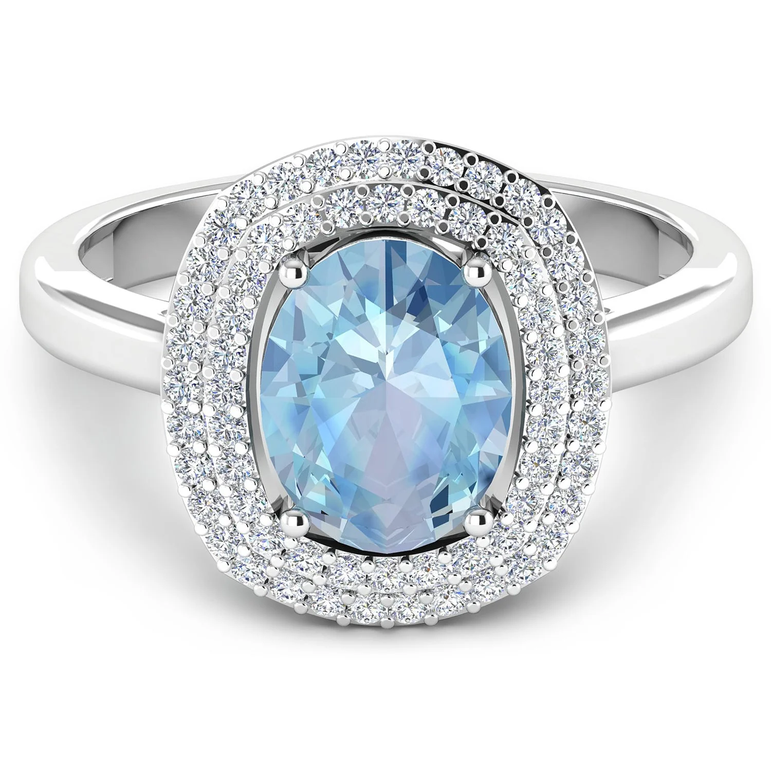 1.72 Carat Genuine Aquamarine and White Diamond 14K White Gold Ring - Image 3
