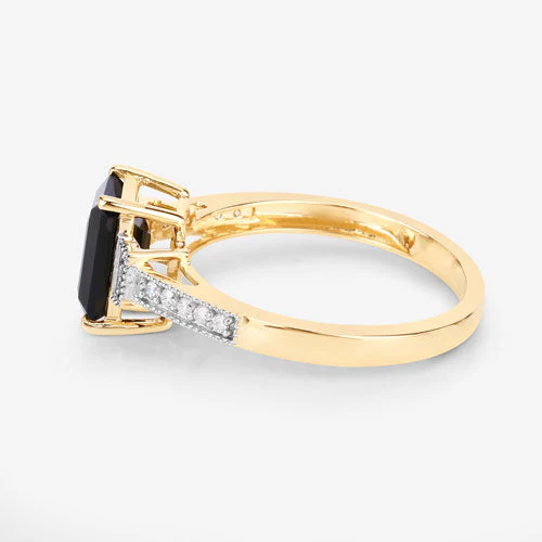 1.73 Carat Genuine Green Tourmaline and White Diamond 14K Yellow Gold Ring - Image 12