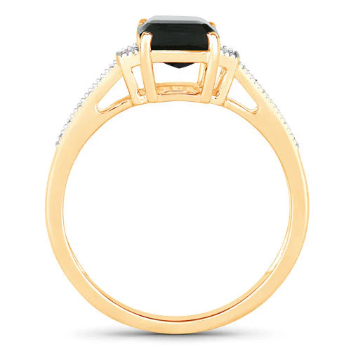 1.73 Carat Genuine Green Tourmaline and White Diamond 14K Yellow Gold Ring - Image 6