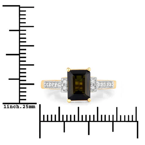 1.73 Carat Genuine Green Tourmaline and White Diamond 14K Yellow Gold Ring - Image 7