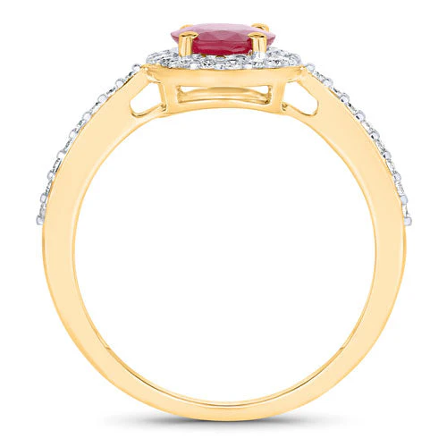 1.73 Carat Genuine Ruby and White Diamond 14K Yellow Gold Ring - Image 2