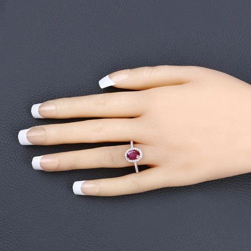 1.73 Carat Genuine Ruby and White Diamond 14K Yellow Gold Ring - Image 5
