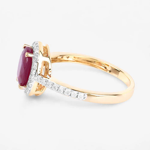 1.73 Carat Genuine Ruby and White Diamond 14K Yellow Gold Ring - Image 6