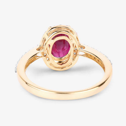 1.73 Carat Genuine Ruby and White Diamond 14K Yellow Gold Ring - Image 7