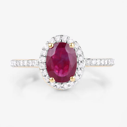 1.73 Carat Genuine Ruby and White Diamond 14K Yellow Gold Ring - Image 8