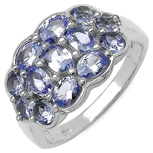 1.73 Carat Genuine Tanzanite .925 Sterling Silver Ring - Image 2