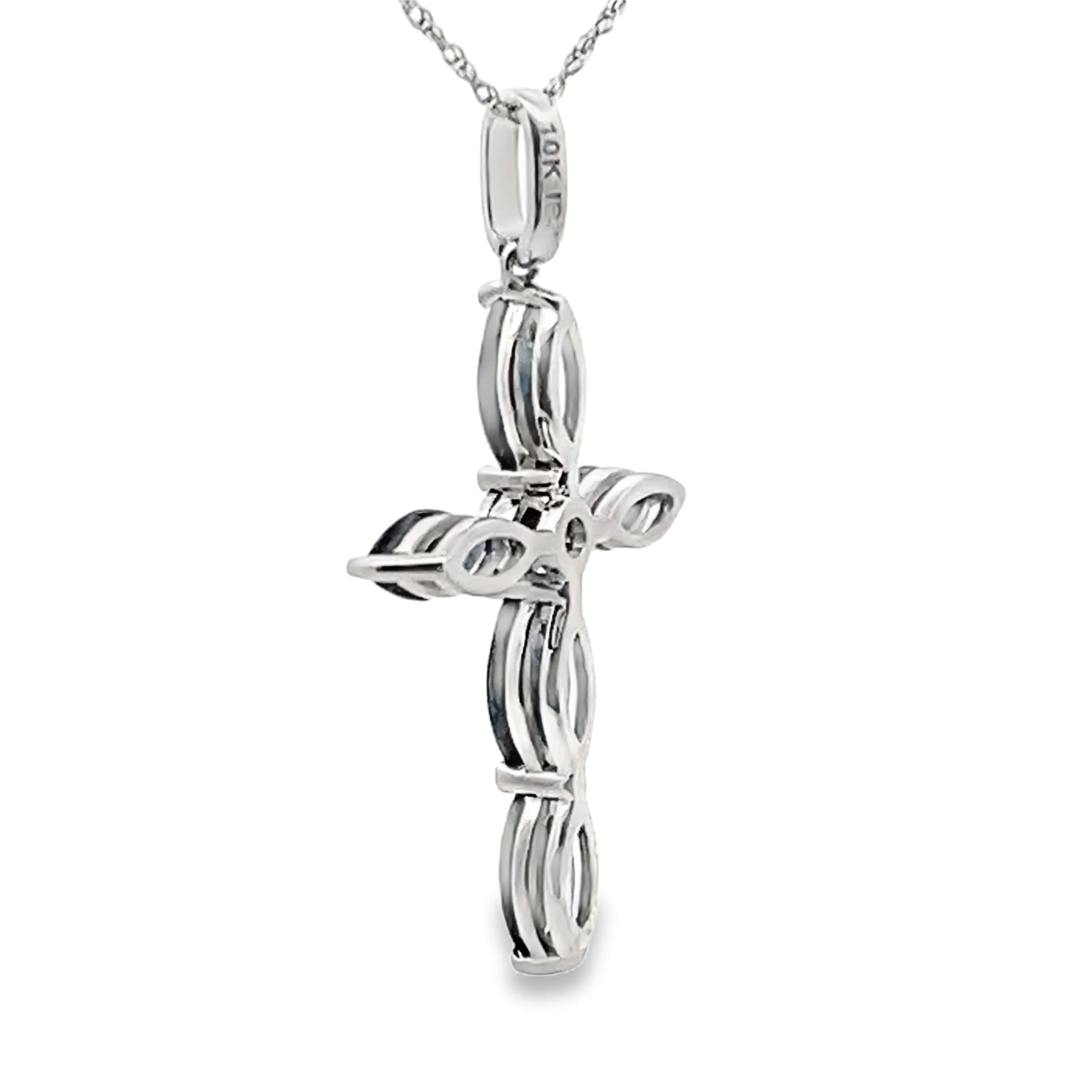 1.73ct Sapphire Cross Religious Pendant 10KT White Gold - Image 2