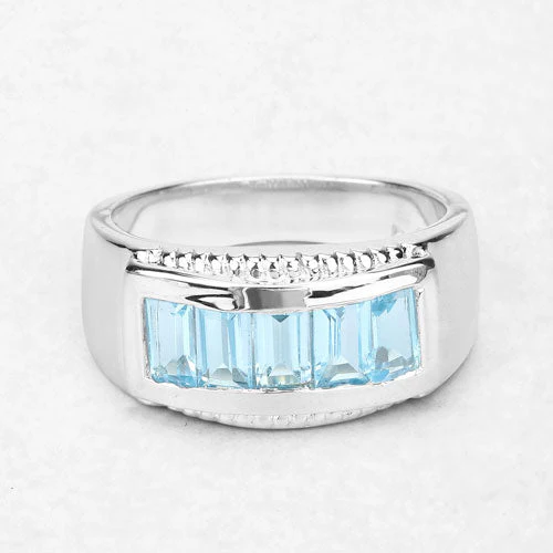 1.75 Carat Genuine Blue Topaz .925 Sterling Silver Ring - Image 12