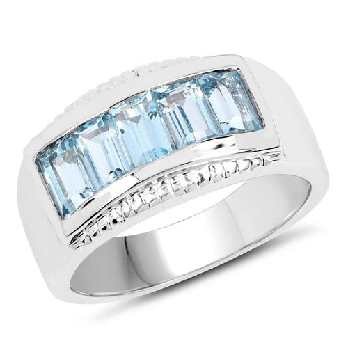 1.75 Carat Genuine Blue Topaz .925 Sterling Silver Ring - Image 5