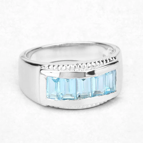 1.75 Carat Genuine Blue Topaz .925 Sterling Silver Ring - Image 9