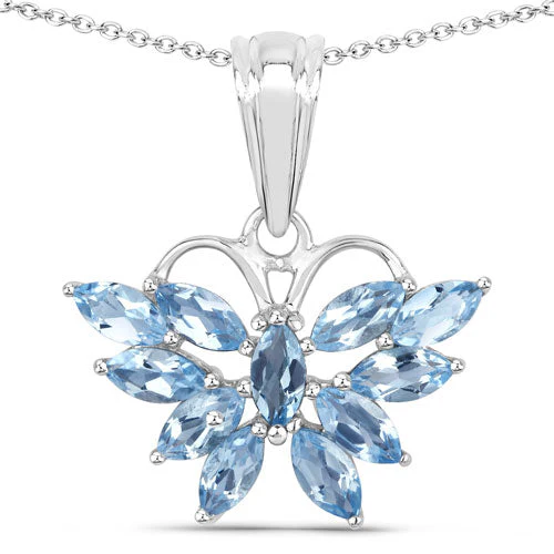 1.76 Carat Genuine Swiss Blue Topaz .925 Sterling Silver Pendant - Image 5