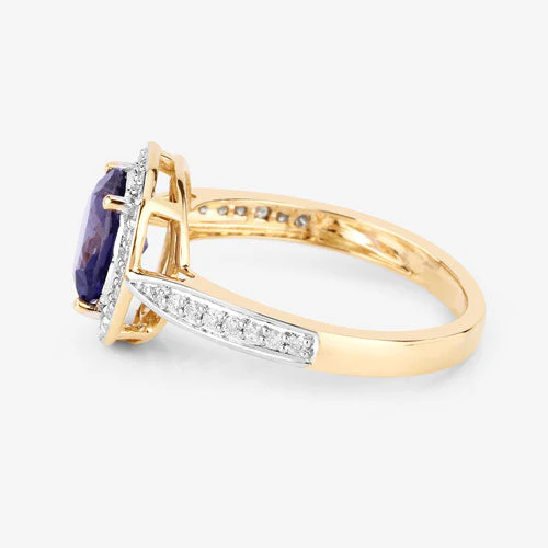 1.79 Carat Genuine Iolite and White Diamond 14K Yellow Gold Ring - Image 12
