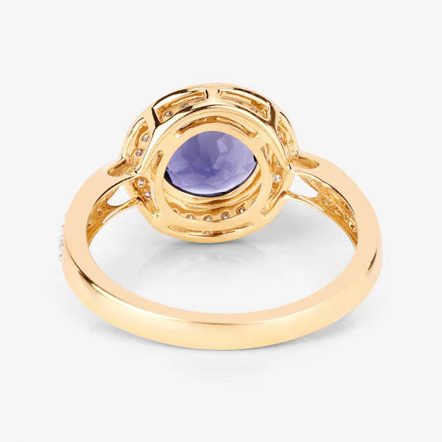 1.79 Carat Genuine Iolite and White Diamond 14K Yellow Gold Ring - Image 13