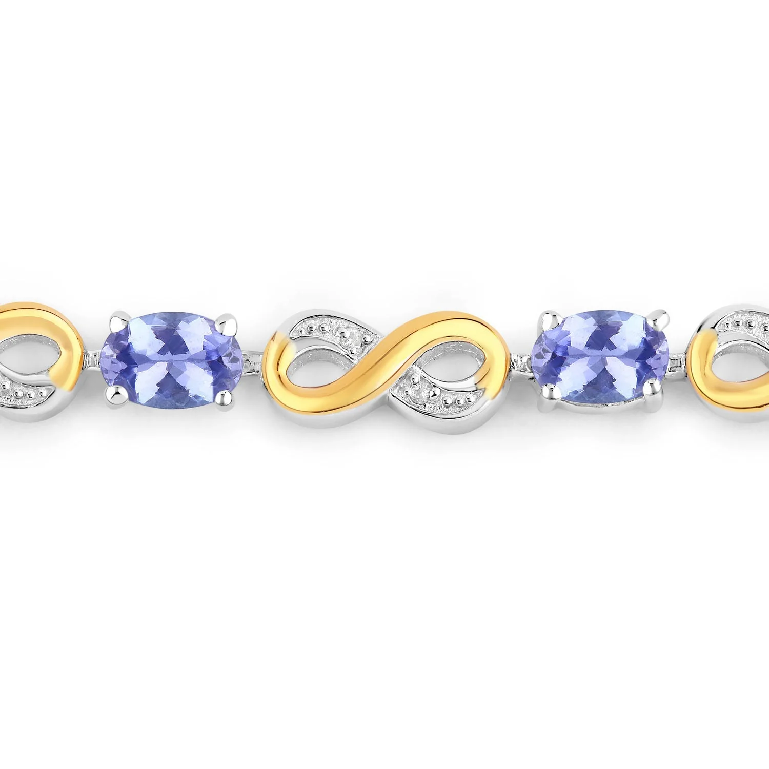 1.79 Carat Genuine Tanzanite and White Topaz .925 Sterling Silver Bracelet - Image 2
