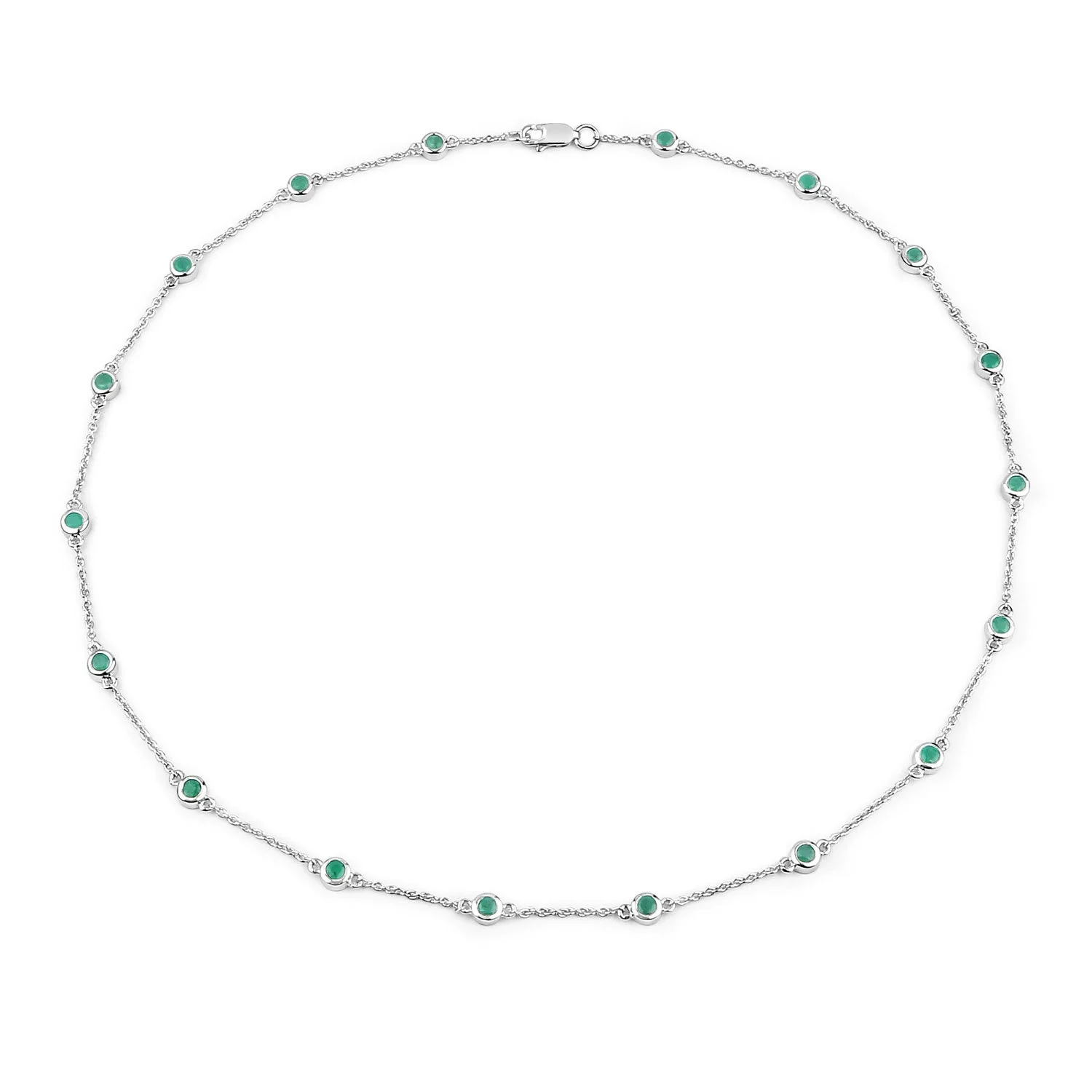 1.80 Carat Genuine Emerald .925 Sterling Silver Necklace