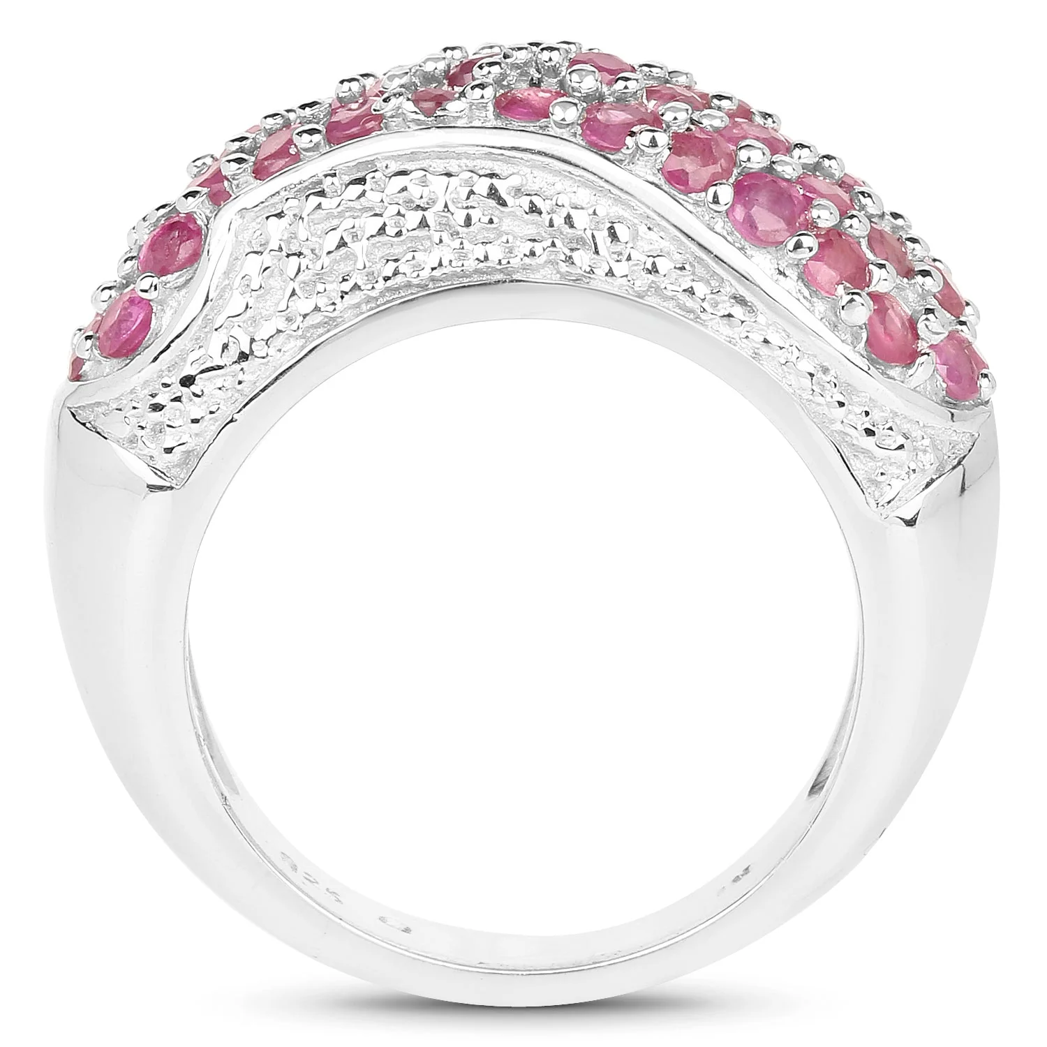 1.81 Carat Genuine Ruby and White Zircon .925 Sterling Silver Ring - Image 2
