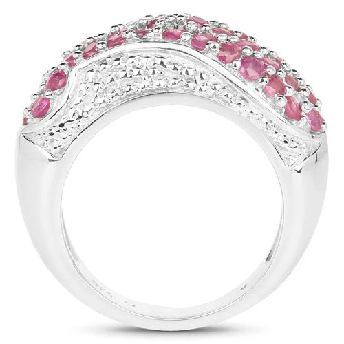 1.81 Carat Genuine Ruby and White Zircon .925 Sterling Silver Ring - Image 5