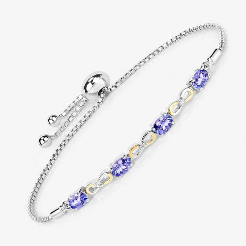 1.81 Carat Genuine Tanzanite and White Topaz .925 Sterling Silver Bracelet - Image 10