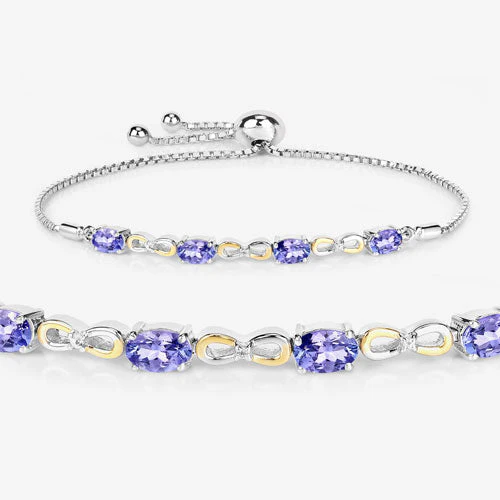 1.81 Carat Genuine Tanzanite and White Topaz .925 Sterling Silver Bracelet - Image 11