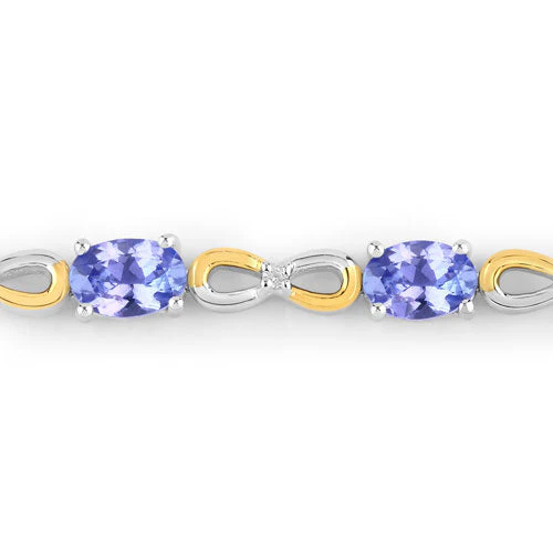 1.81 Carat Genuine Tanzanite and White Topaz .925 Sterling Silver Bracelet - Image 5