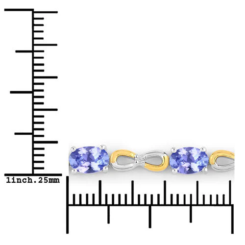 1.81 Carat Genuine Tanzanite and White Topaz .925 Sterling Silver Bracelet - Image 6