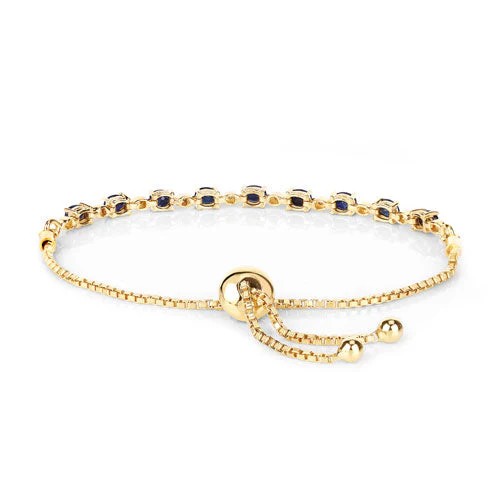 1.83 Carat Genuine Blue Sapphire and White Diamond .925 Sterling Silver Bracelet - Image 12