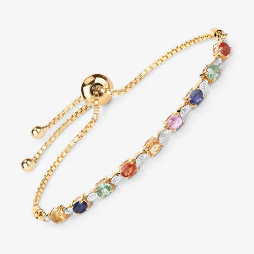 1.83 Carat Genuine Multi Sapphire .925 Sterling Silver Bracelet - Image 11