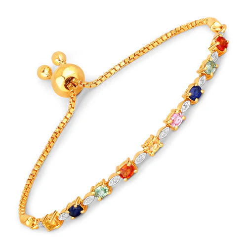 1.83 Carat Genuine Multi Sapphire .925 Sterling Silver Bracelet - Image 4