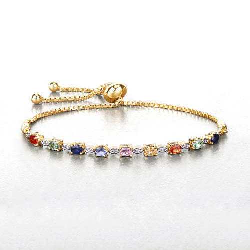1.83 Carat Genuine Multi Sapphire .925 Sterling Silver Bracelet - Image 8