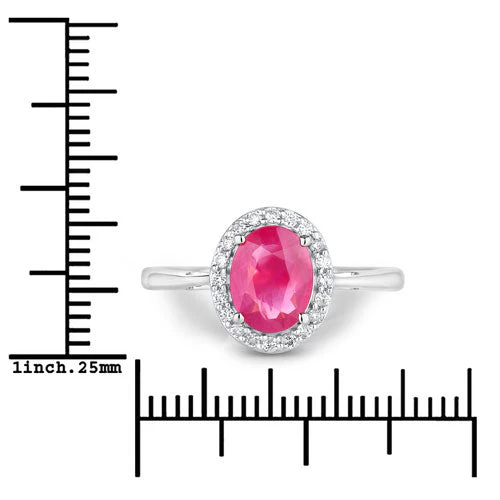 1.83 Carat Genuine Ruby and White Diamond 14K White Gold Ring - Image 3