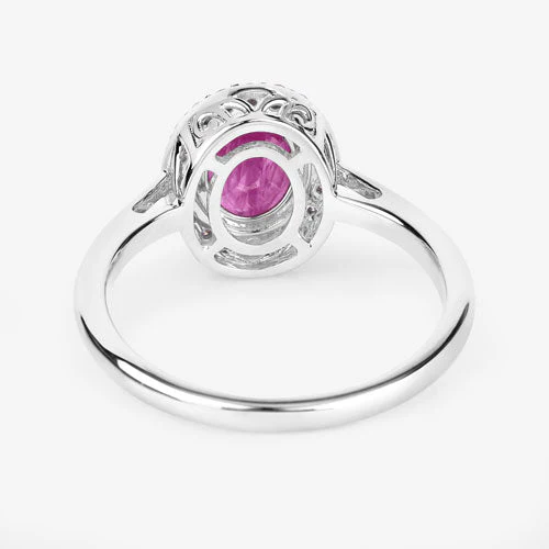 1.83 Carat Genuine Ruby and White Diamond 14K White Gold Ring - Image 7