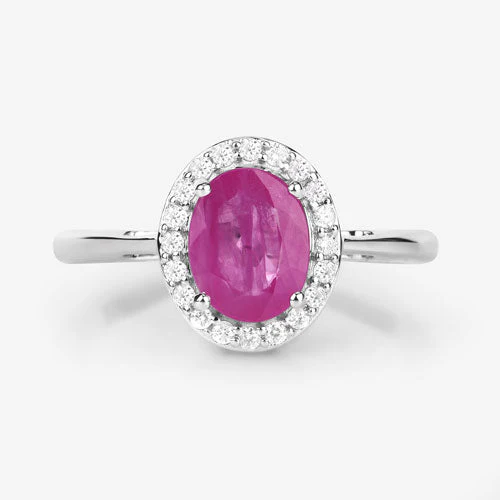 1.83 Carat Genuine Ruby and White Diamond 14K White Gold Ring - Image 8
