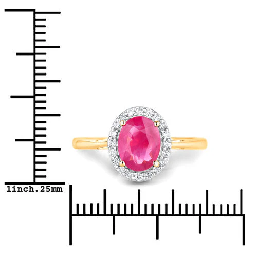 1.83 Carat Genuine Ruby and White Diamond 14K Yellow Gold Ring - Image 3