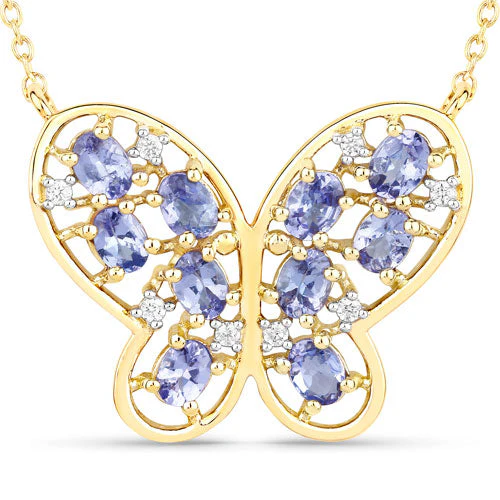1.86 Carat Genuine Tanzanite and White Zircon .925 Sterling Silver Necklace - Image 5