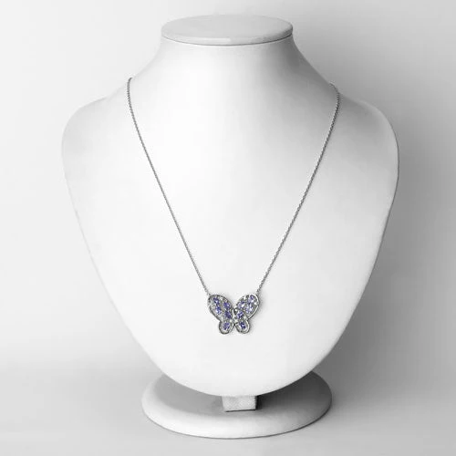 1.86 Carat Genuine Tanzanite and White Zircon .925 Sterling Silver Necklace - Image 6