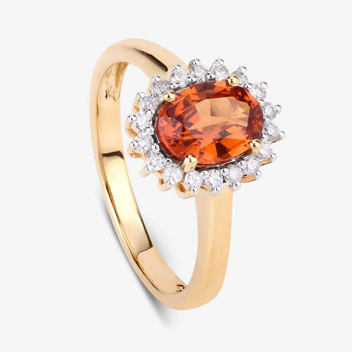 1.87 Carat Genuine Spessartite Garnet and White Diamond 14K Yellow Gold Ring - Image 10