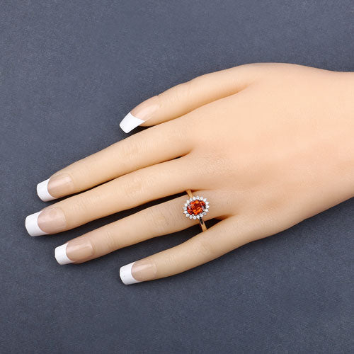 1.87 Carat Genuine Spessartite Garnet and White Diamond 14K Yellow Gold Ring - Image 11