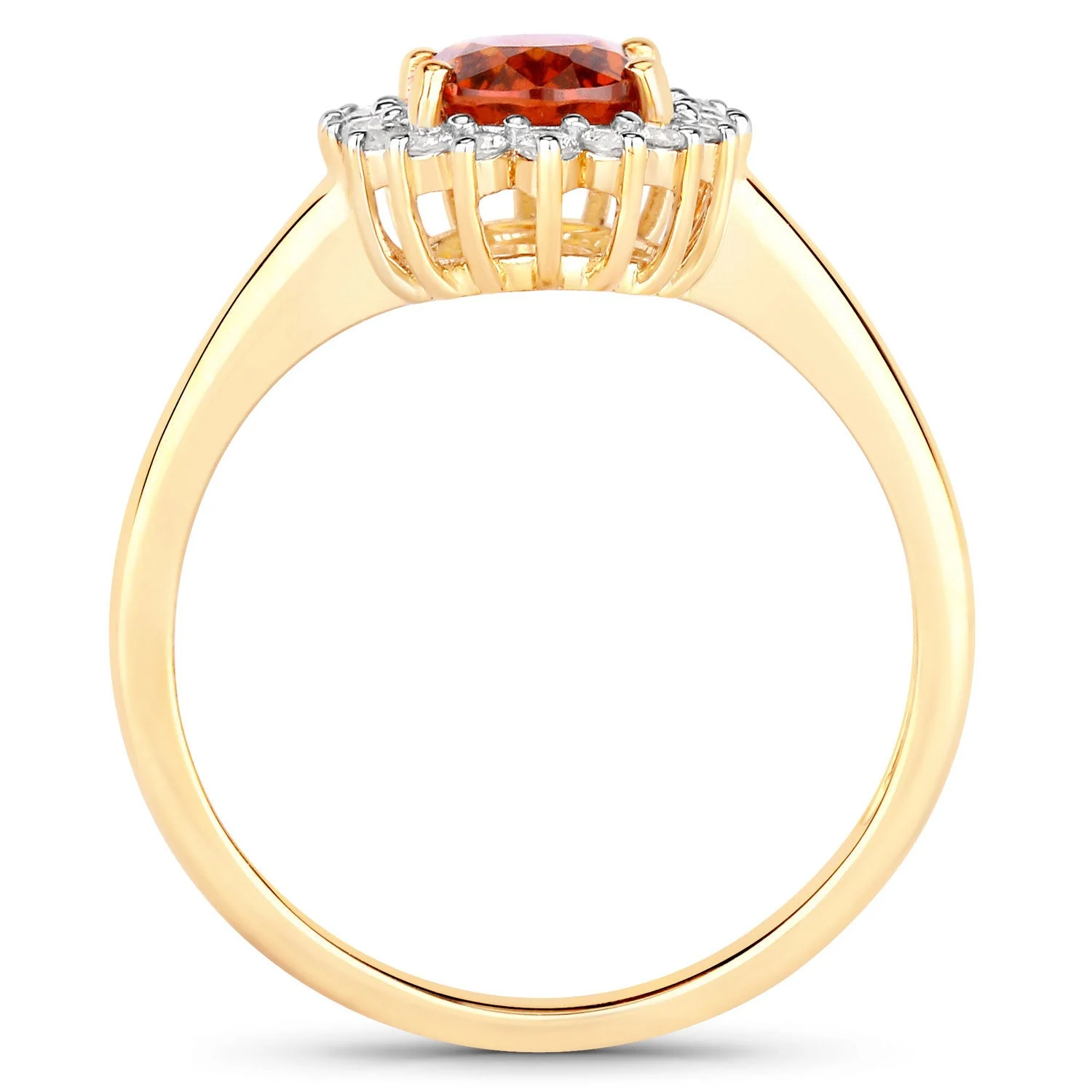 1.87 Carat Genuine Spessartite Garnet and White Diamond 14K Yellow Gold Ring - Image 2