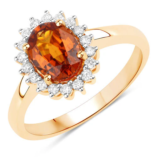 1.87 Carat Genuine Spessartite Garnet and White Diamond 14K Yellow Gold Ring - Image 5